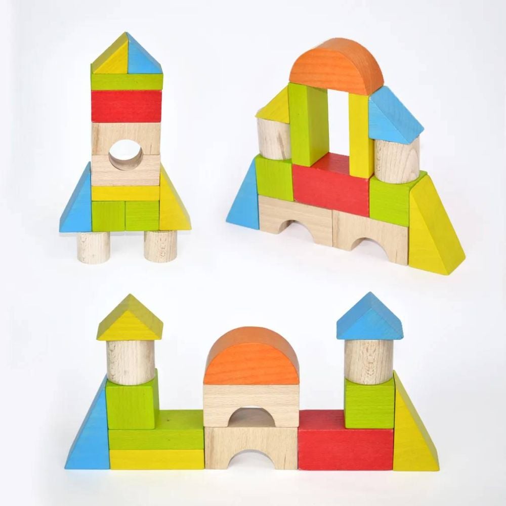 Set blocuri de constructie din lemn, Igroteco, 14 piese