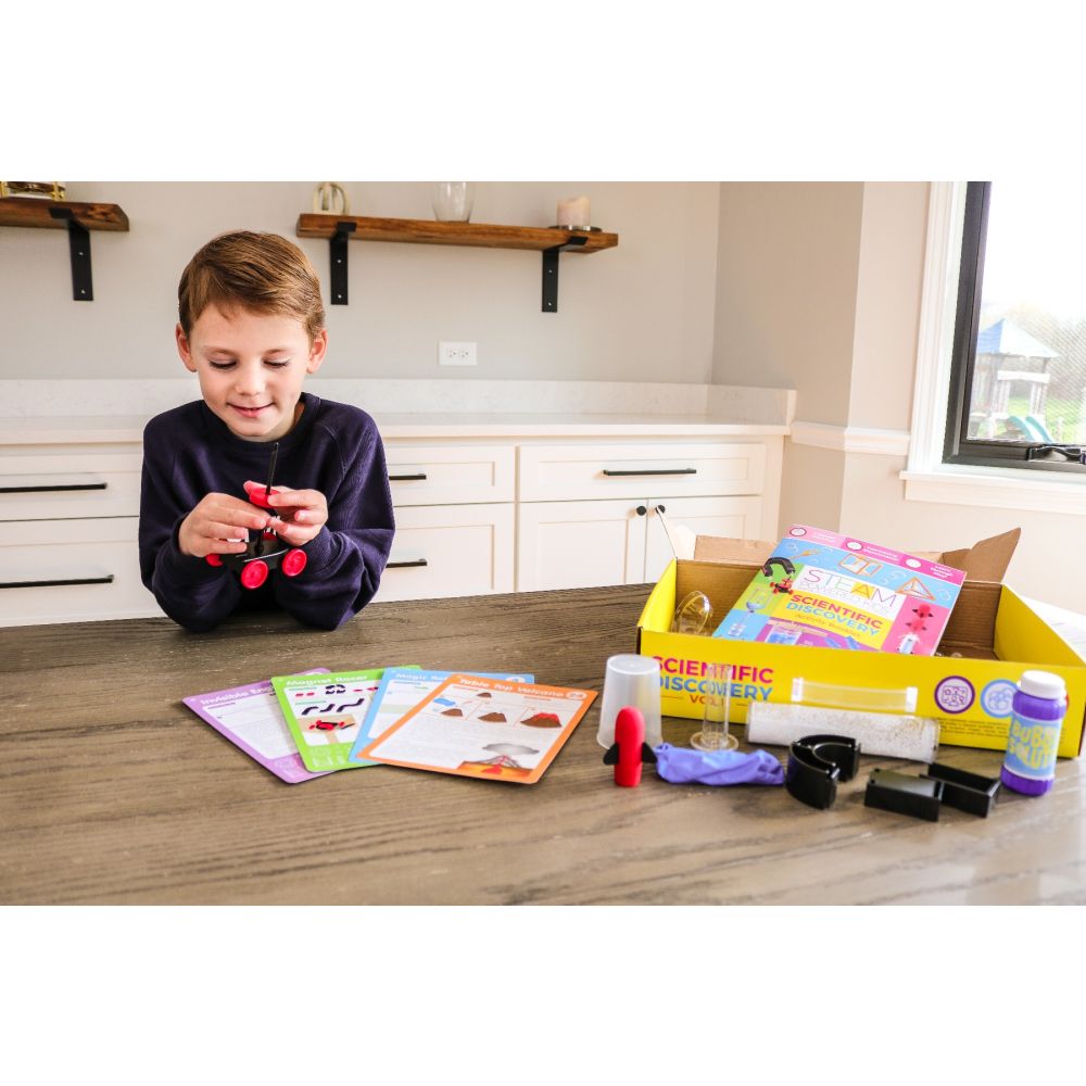 Kit stiintific cu 42 experimente STEAM Kids, 4M, Descoperiri stiintiice, Vol 1