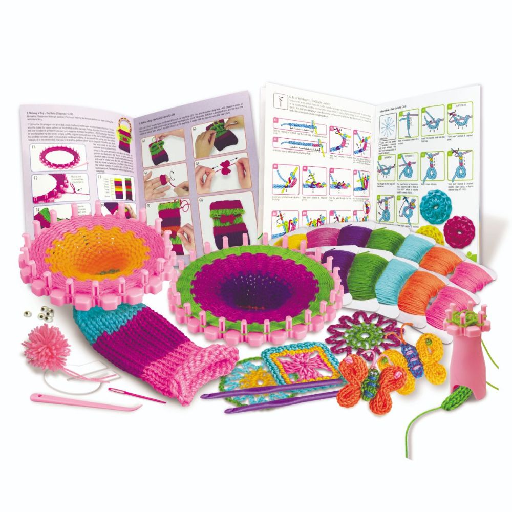 Kit stiintific STEAM Kids, 4M, Tricotat si crosetat 