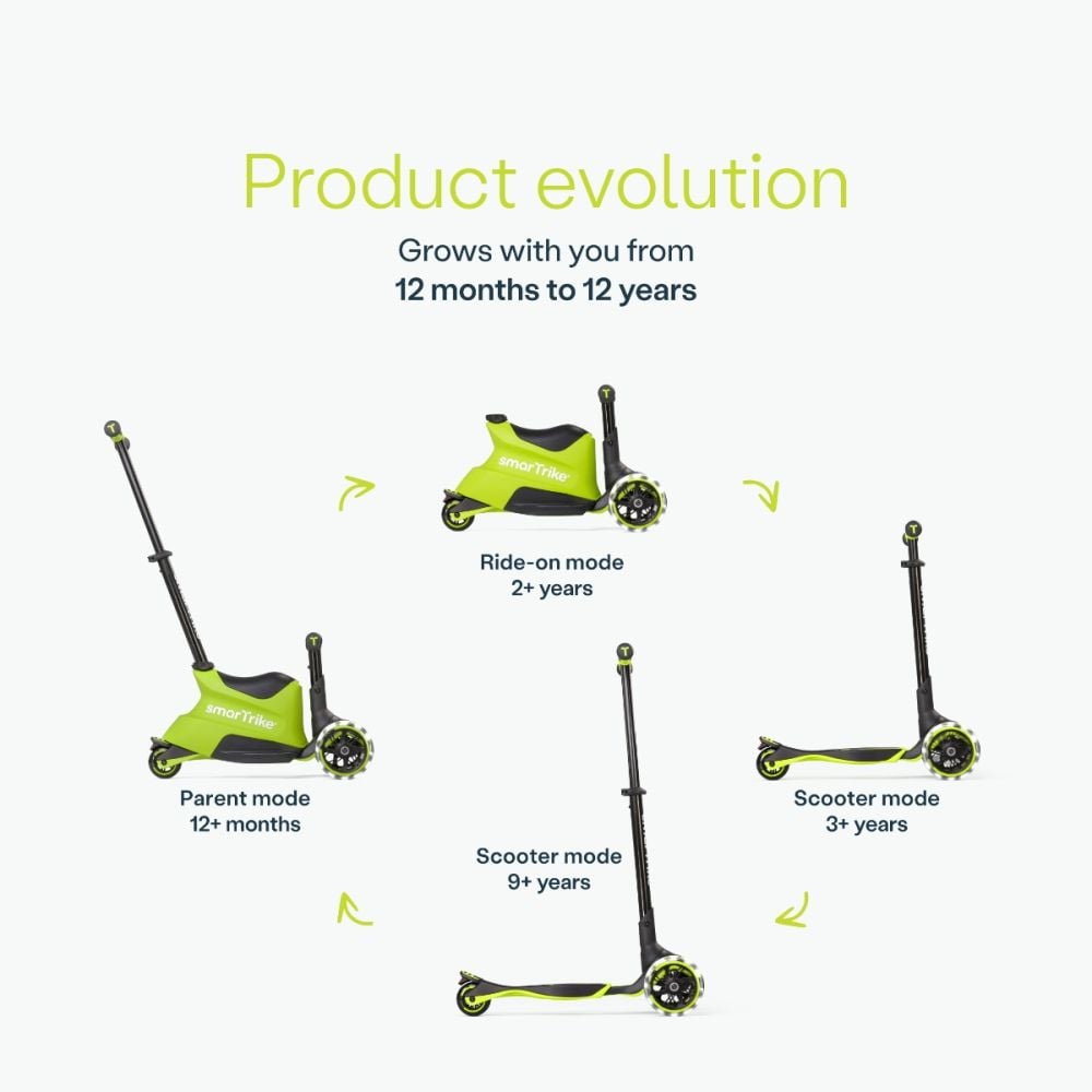 Trotineta 3 in 1, Smart Trike Xtend, Ride-On, Lime