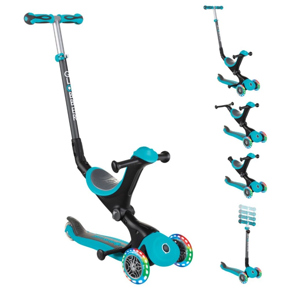 Trotineta Globber Go-Up, 4 in 1, Deluxe Lights, Turcoaz