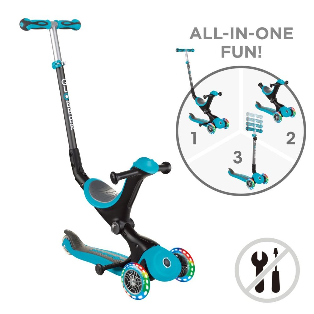 Trotineta Globber Go-Up, 4 in 1, Deluxe Lights, Turcoaz