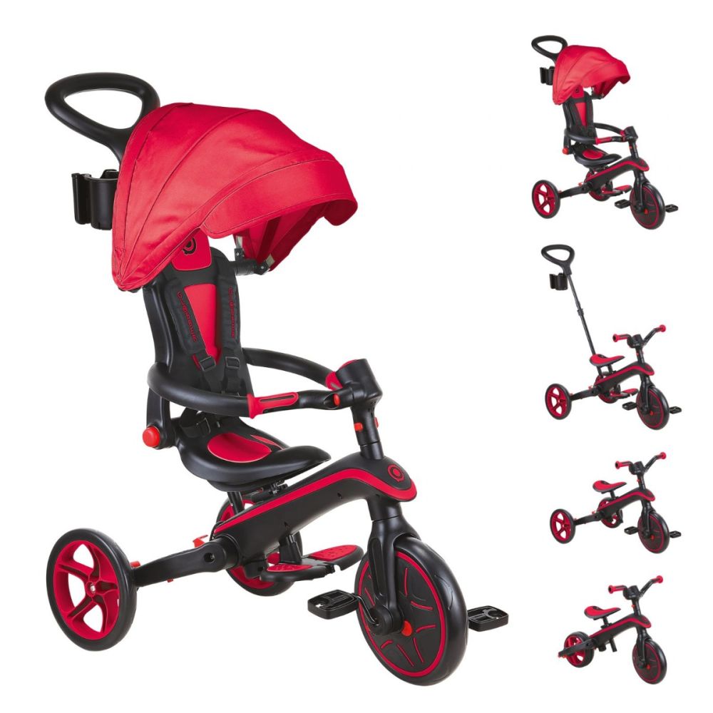 Tricicleta Globber Explorer, 4 In 1, pliabila, Rosu