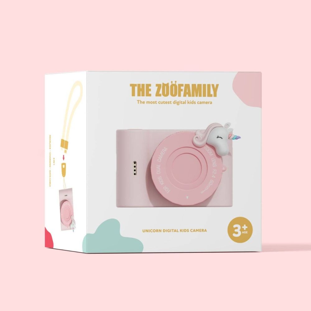 Aparat foto video digital, cu ecran tactic si camera selfie, The Zoo Family Urban, Unicorn