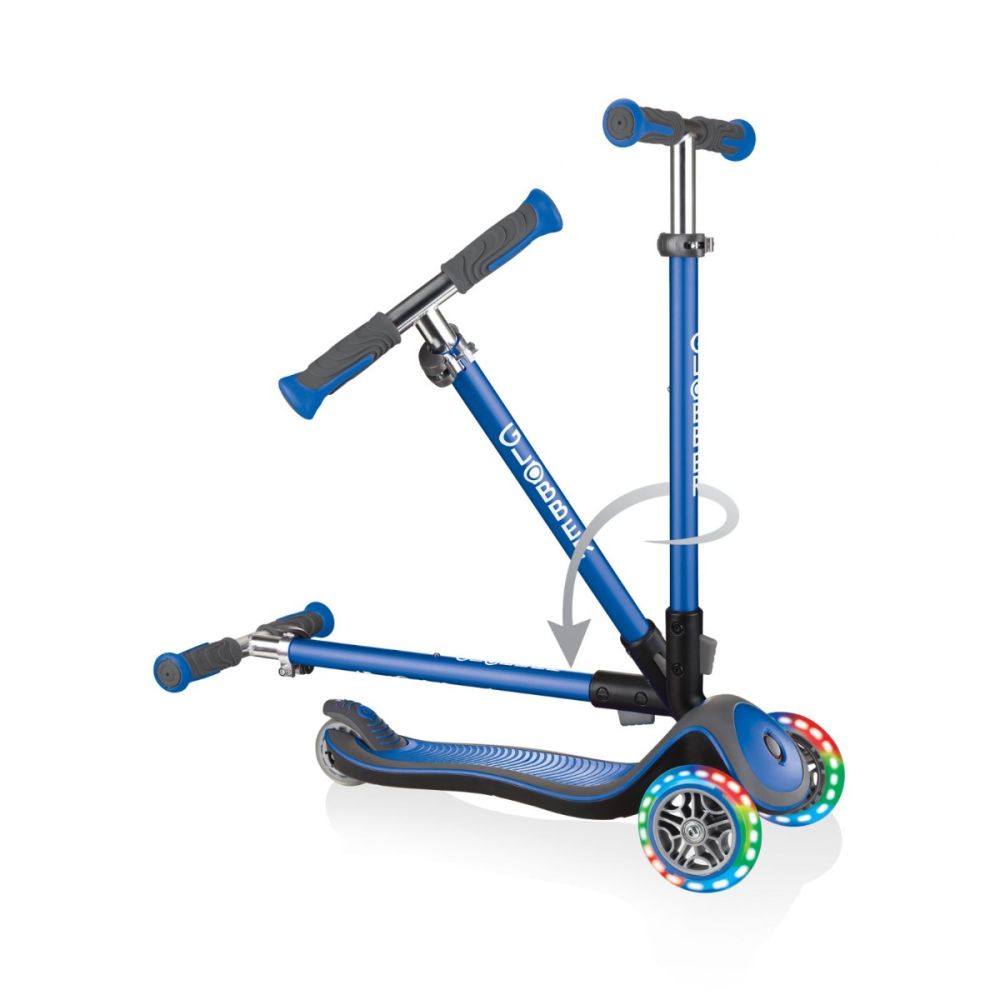 Trotineta pliabila, Globber, Elite Deluxe Lights, Albastru