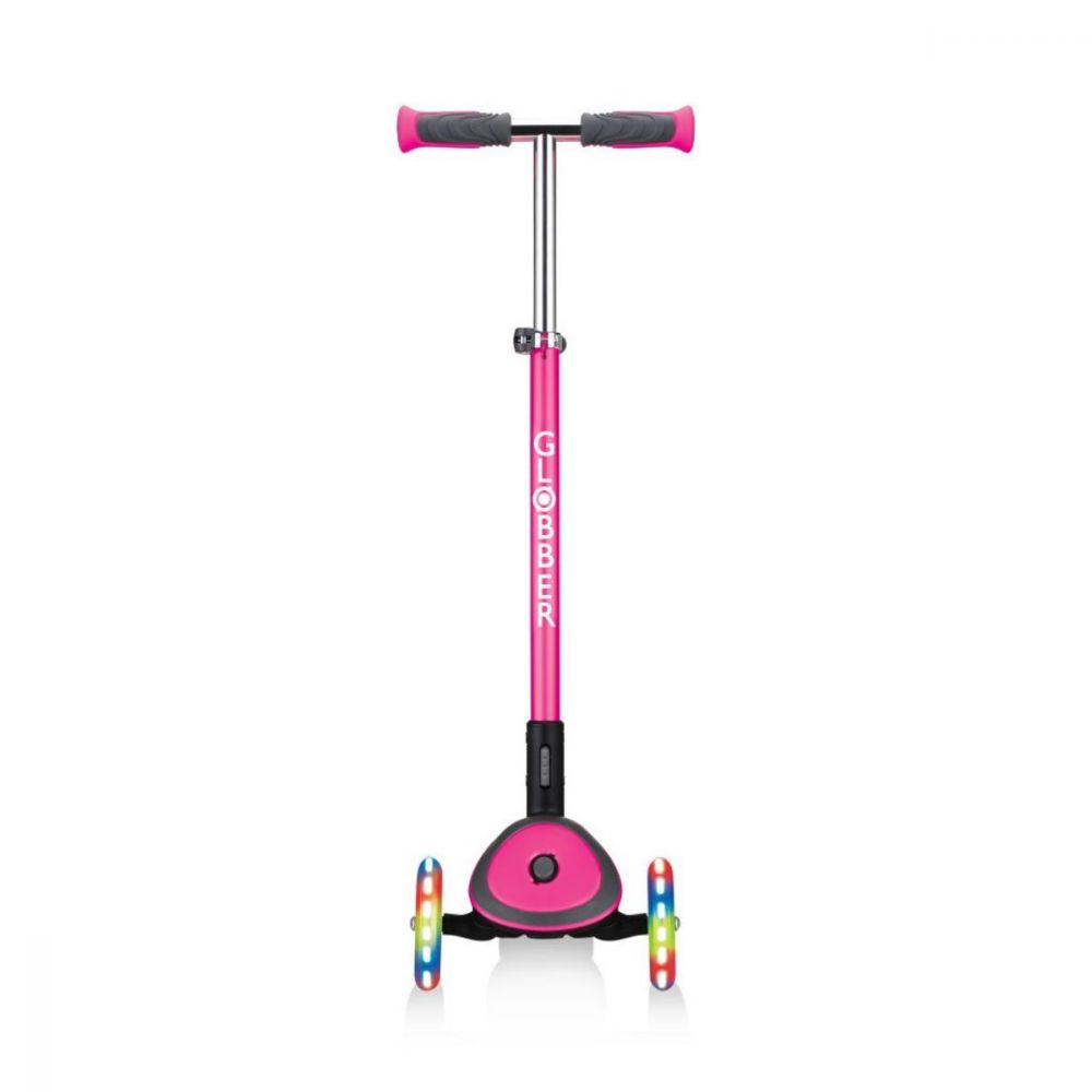 Trotineta copii, Globber Elite Deluxe Lights, pliabila, roz