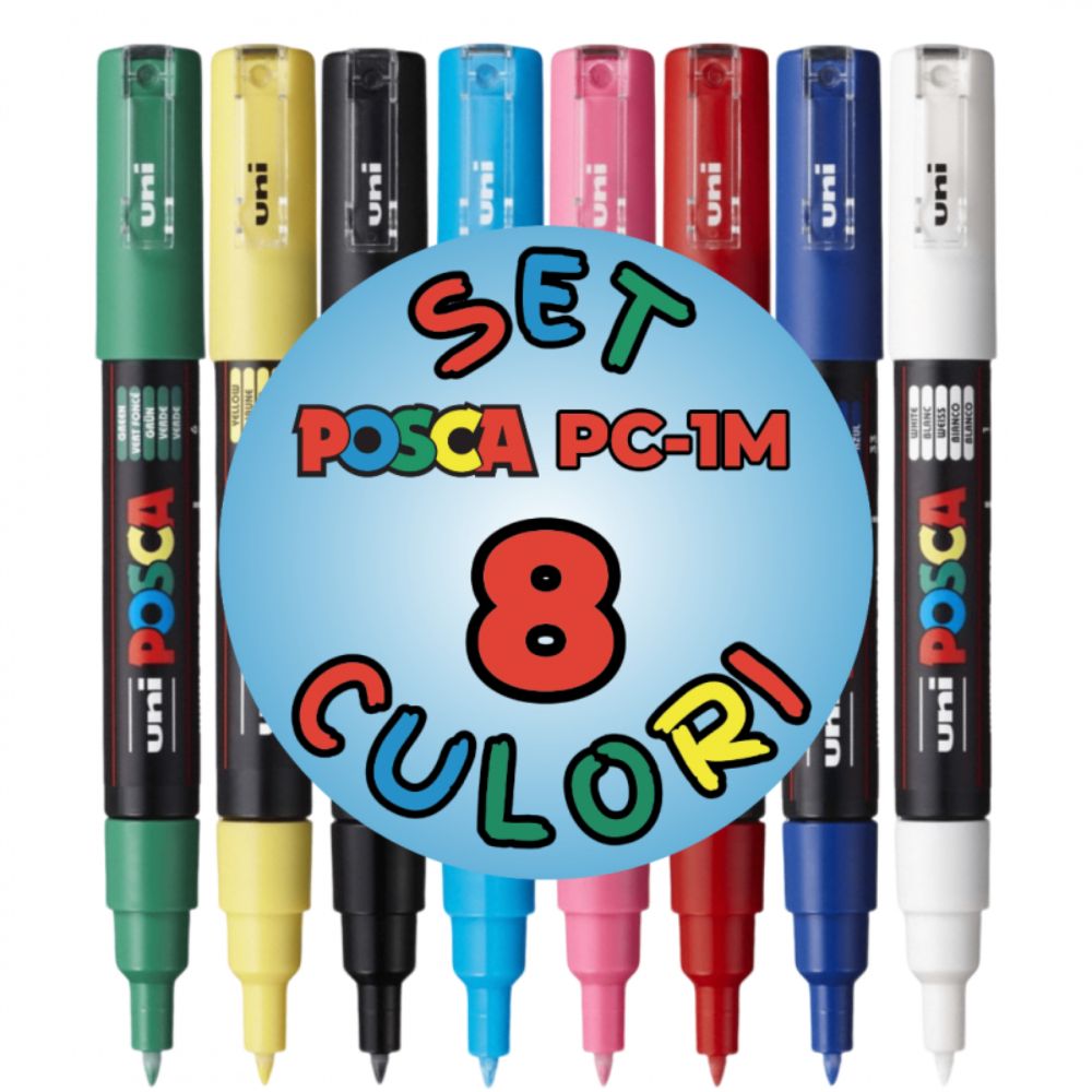 Set markere Posca, UNI PC-1M, 0.7 MM, 8 culori