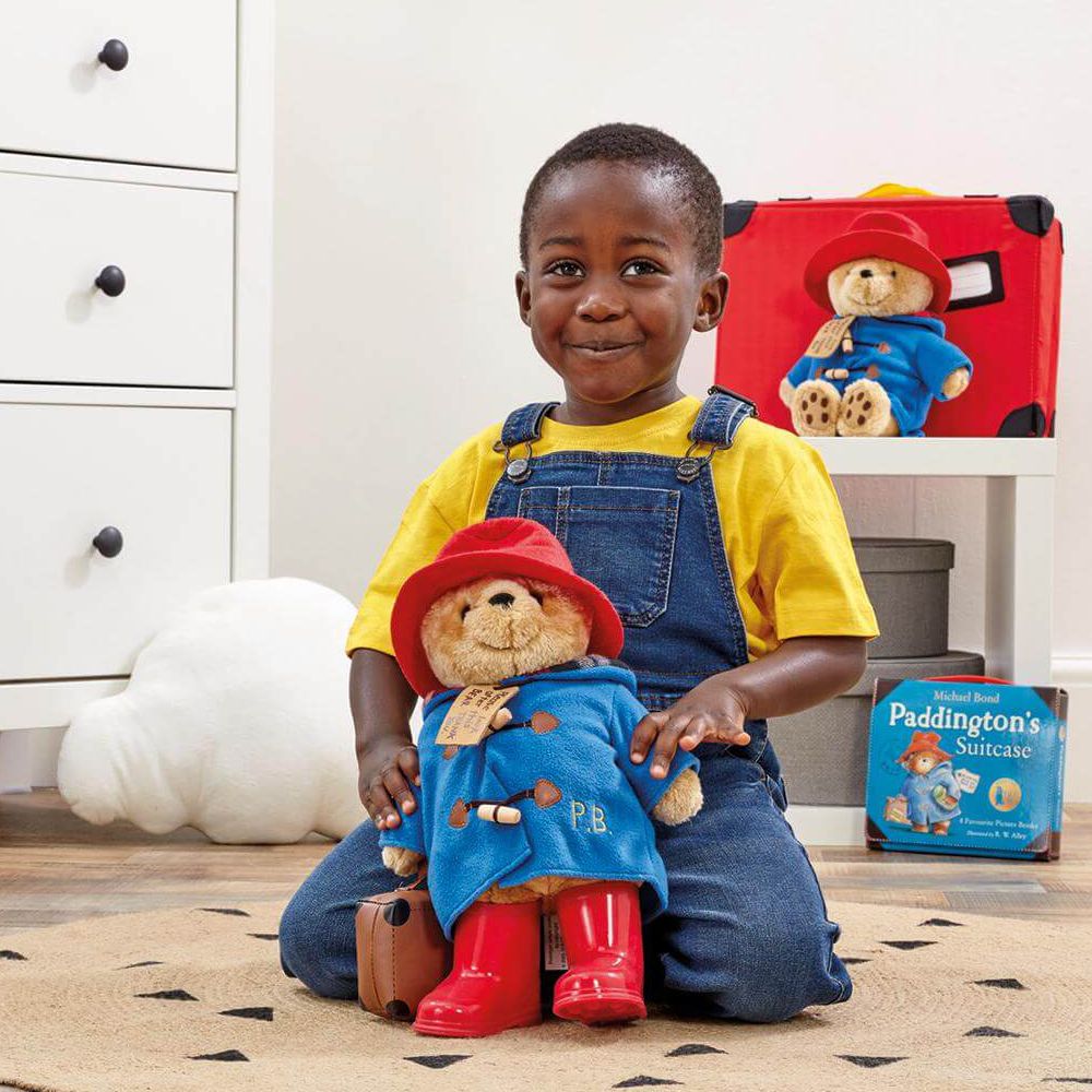 Jucarie de plus, Rainbow Designs, Ursuletul Paddington cu valiza si cizme, 30 cm