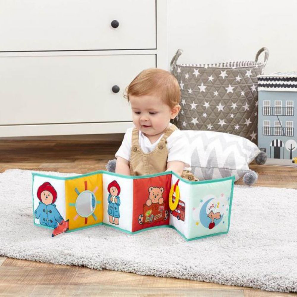 Jucarie Rainbow Design, Carte Paddington cu doua fete pentru dezvoltare senzoriala