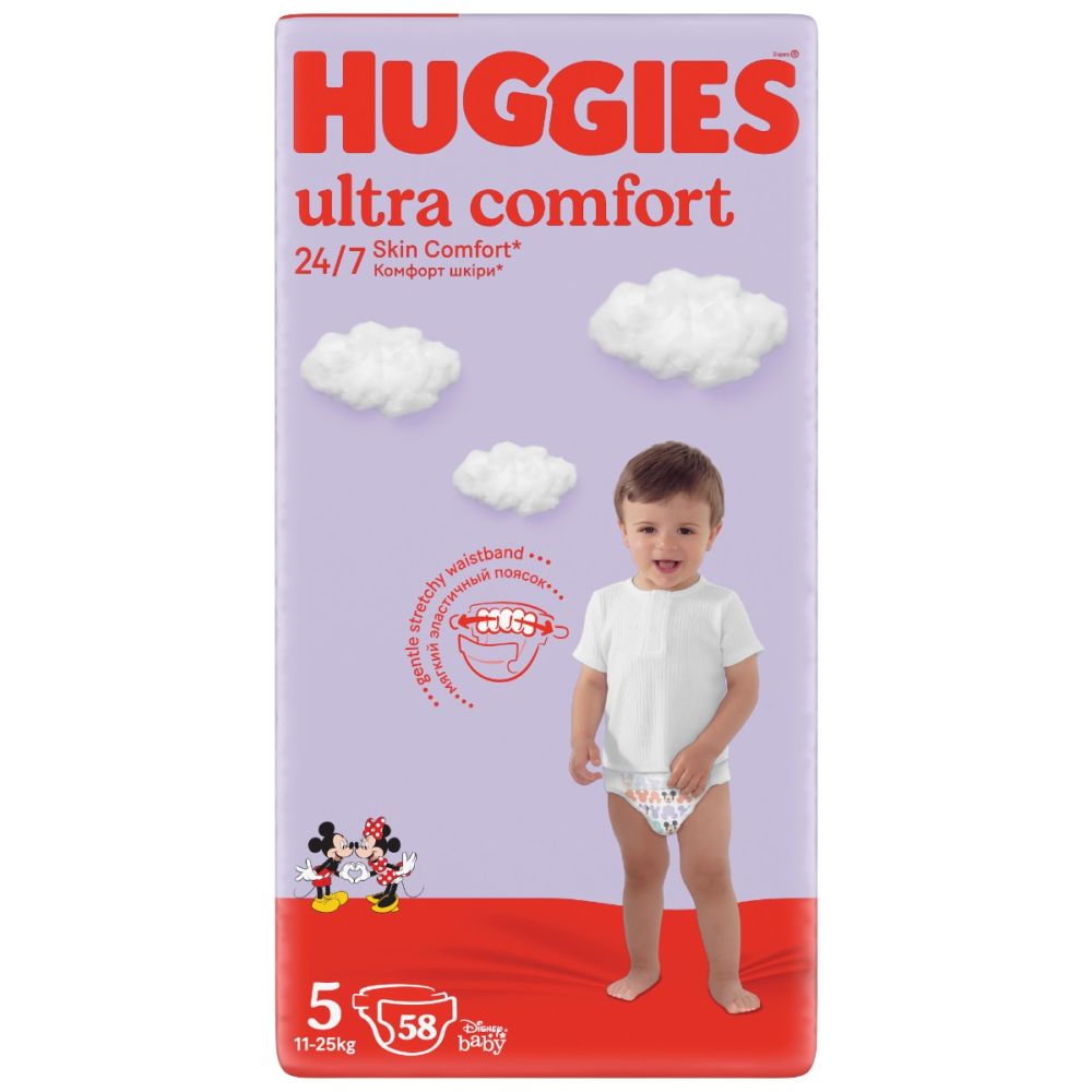 Scutece Huggies, Ultra Comfort Mega, Nr 5, 12-22 kg, 58 buc