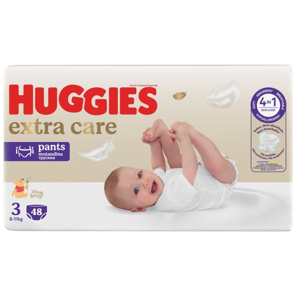 Scutece Chilotel Huggies, Extra Care Pants Mega, Marimea 3, 6-11 kg, 48 buc