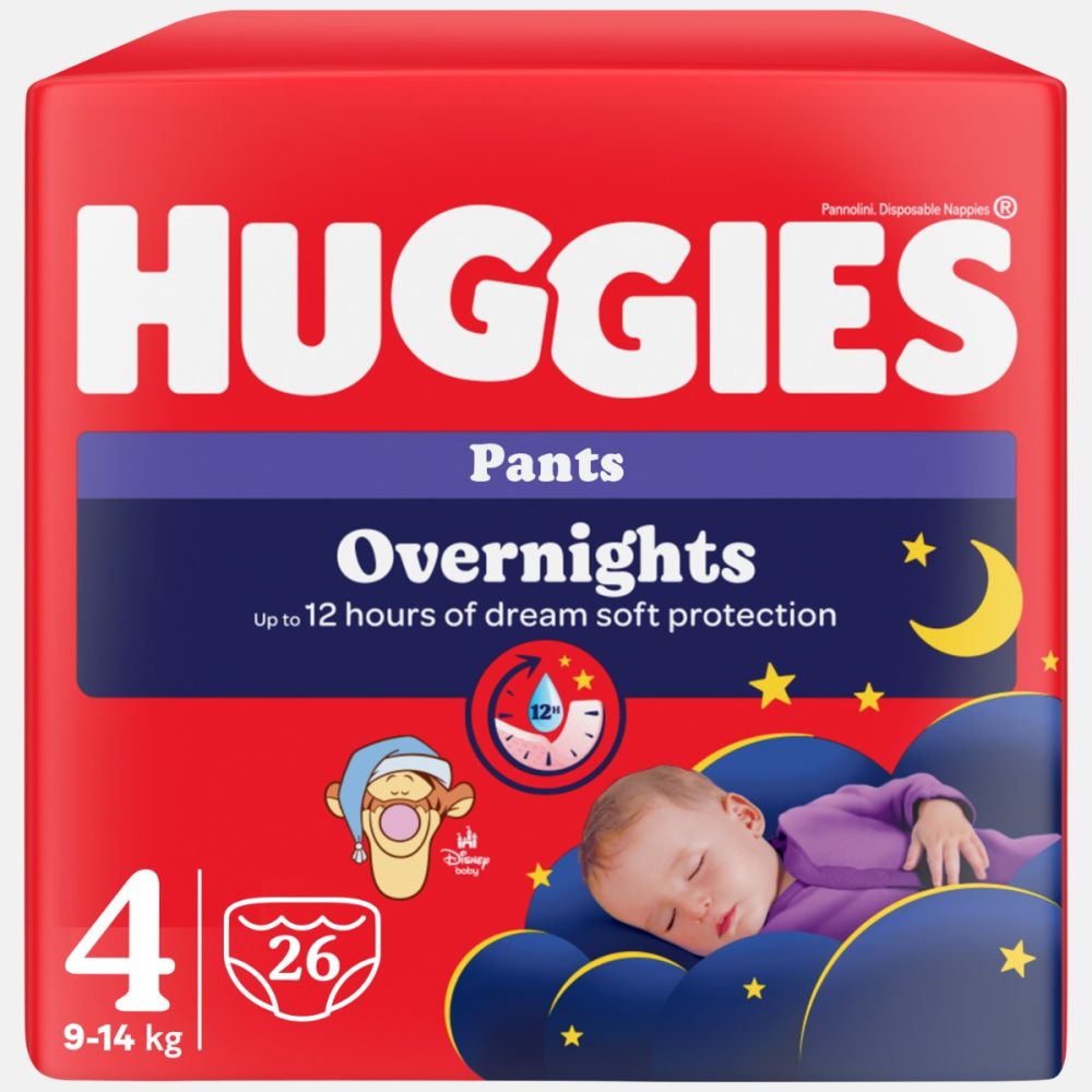 Scutece Huggies, Pants Overnights, Nr 4, 9-14 kg, 26 buc