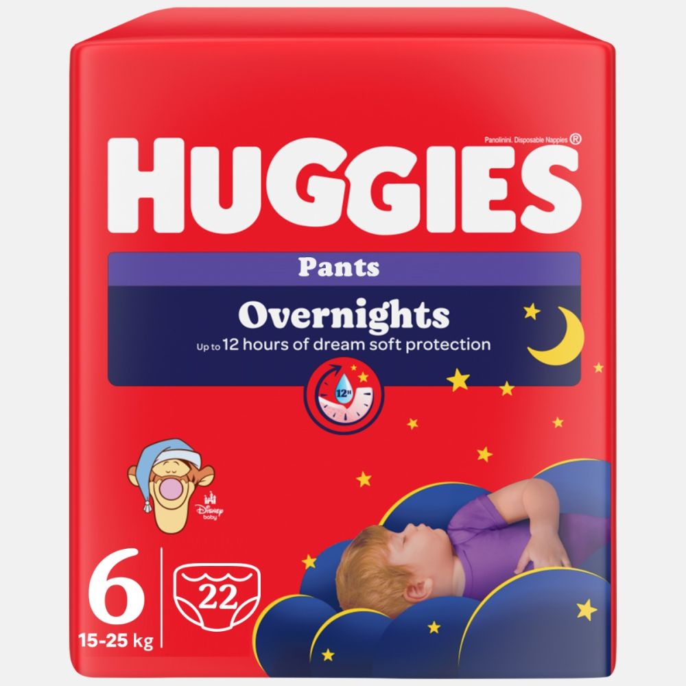 Scutece Huggies, Pants Overnights, Nr 6, 15-25 kg, 22 buc