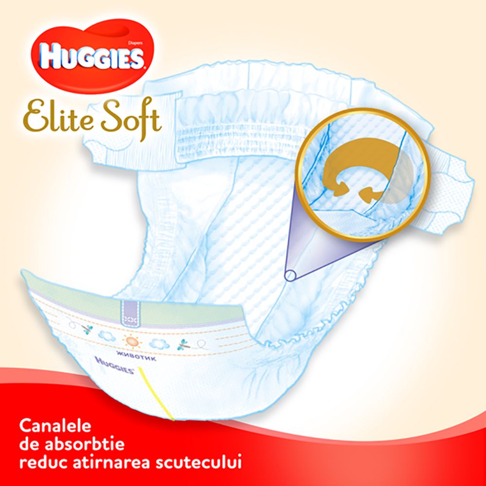 Pachet scutece Huggies Elite Soft, Nr 3, 5-9 kg, 160 buc