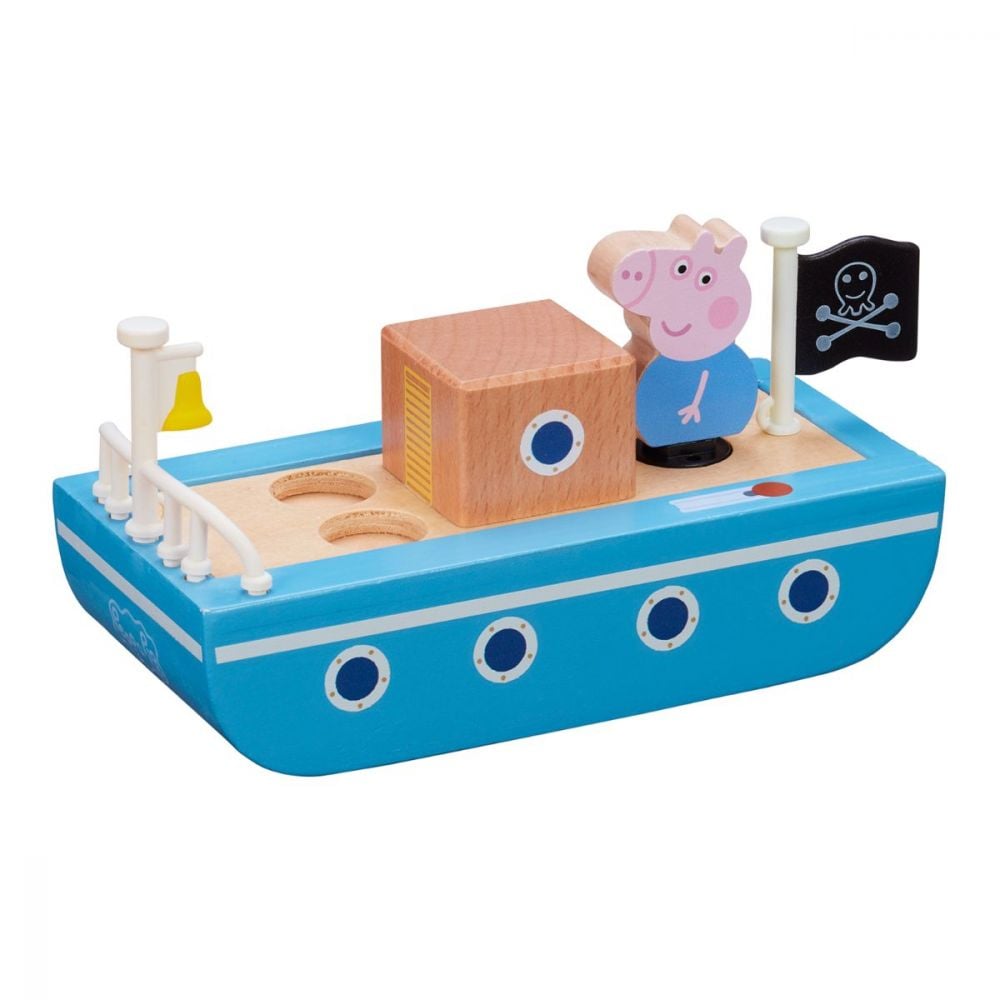 Set barca din lemn cu figurina, Peppa Pig