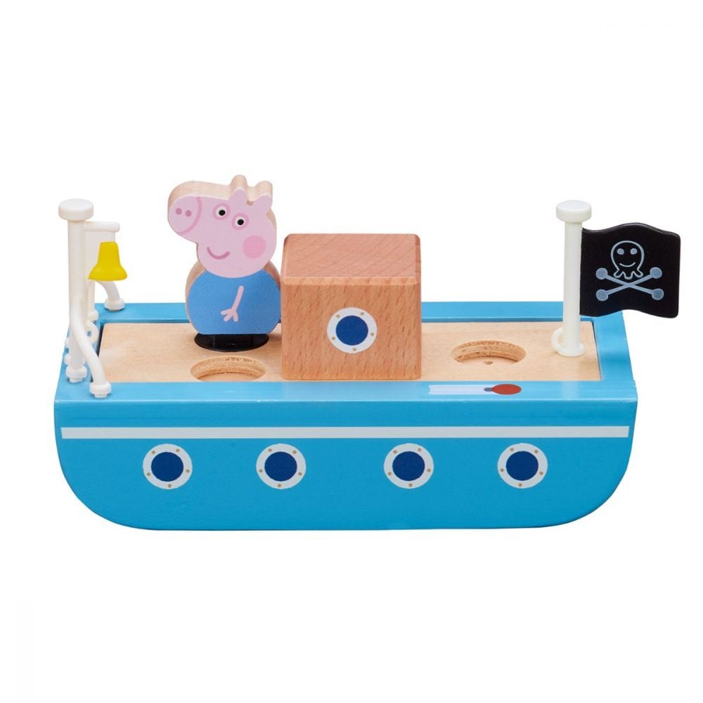 Set barca din lemn cu figurina, Peppa Pig