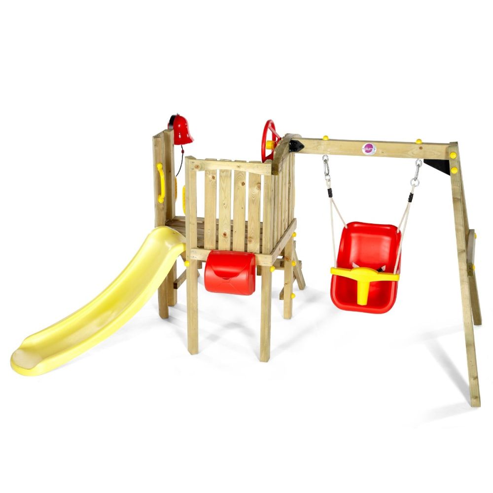 Turn din lemn cu tobogan, leagan, scara si accesorii, Plum