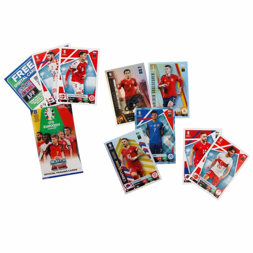 Cartonase cu jucatori de fotbal in cutie metalica, Topps, UEFA EURO 2024, 31 buc