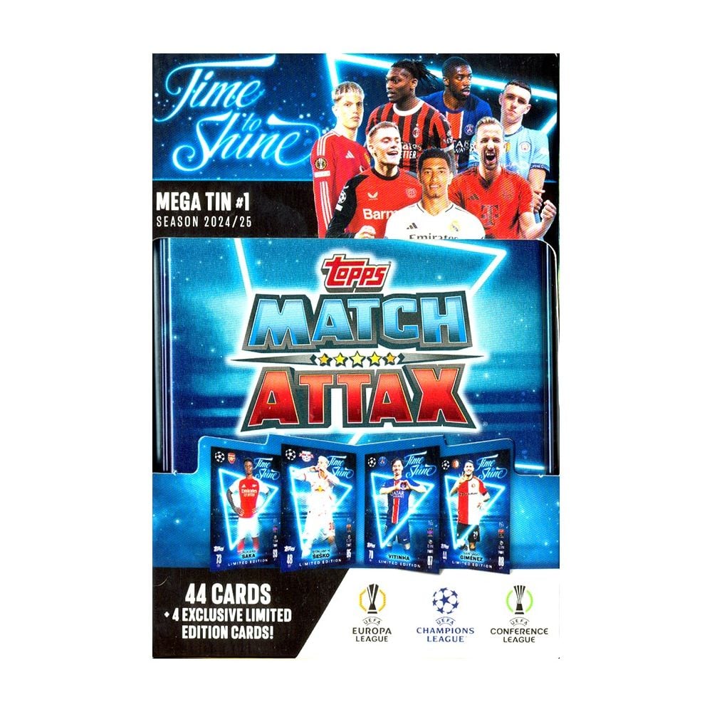 Cutie metalica cu 48 carti, Topps, UEFA Match Attax 2024-2025