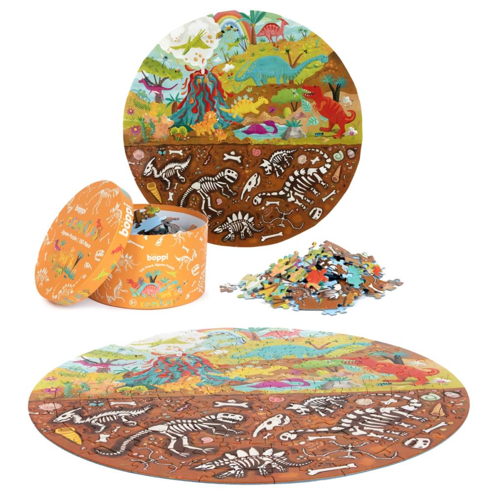 Puzzle rotund, Boppi, 150 piese, Dinozauri