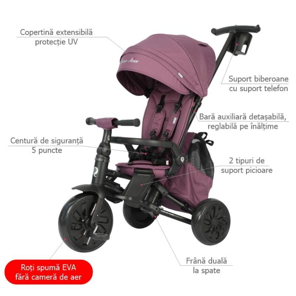Tricicleta ultrapliabila, Qplay Nova Max, Violet