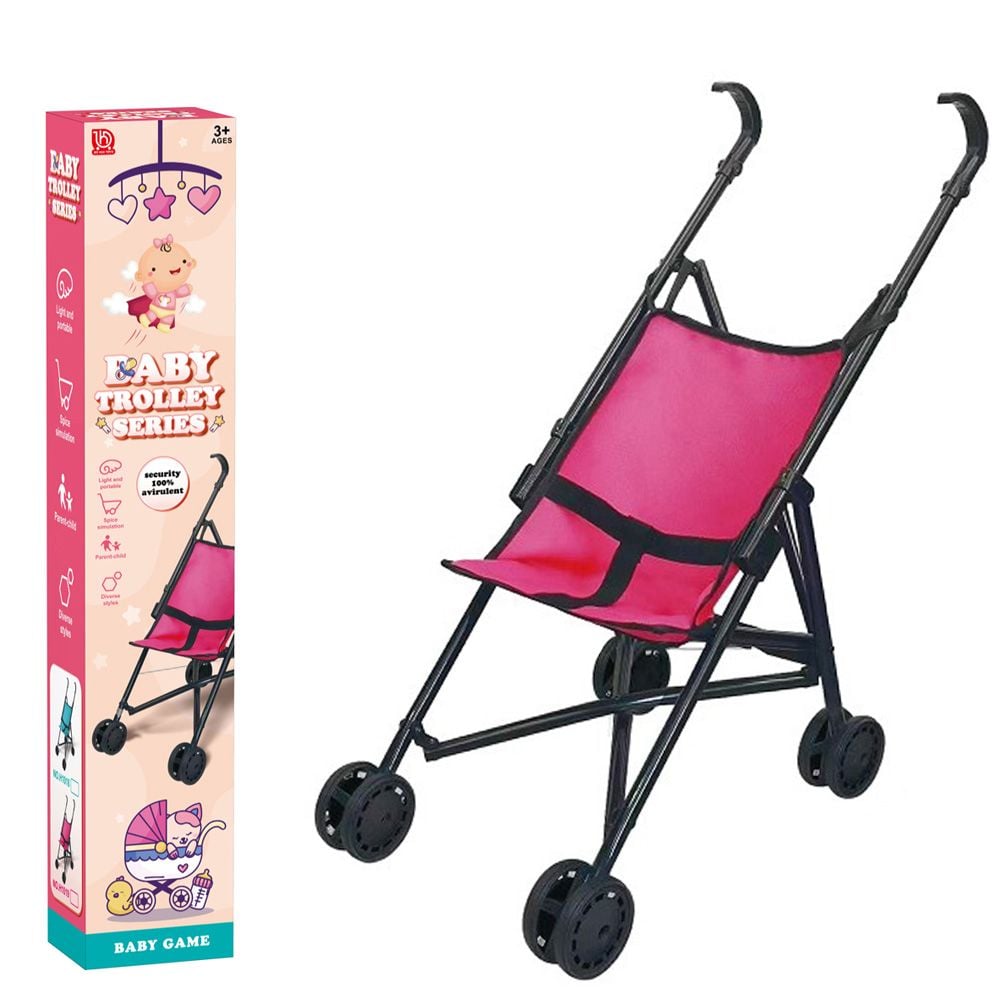 Carucior pentru papusi, Luna Toys, Baby Trolley Series, Roz, 26 x 48 x 52 cm