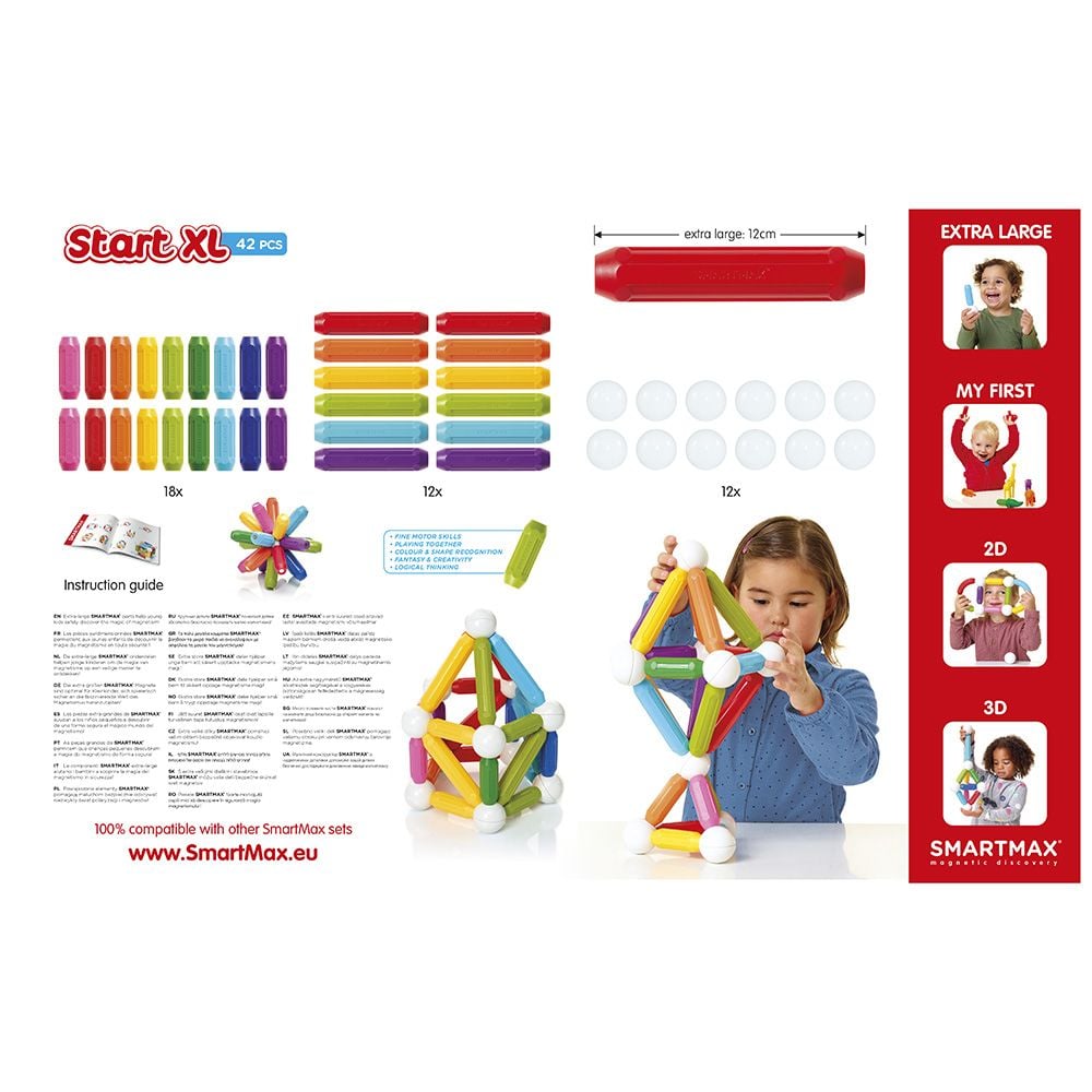 Joc magnetic, Smart Max, Setul incepatorilor XL, 42 piese