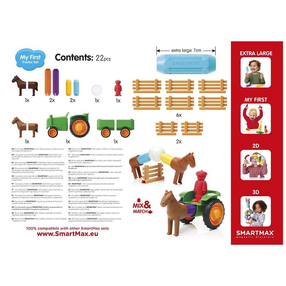 Joc magnetic, Smart Max, Primul meu tractor, 22 piese