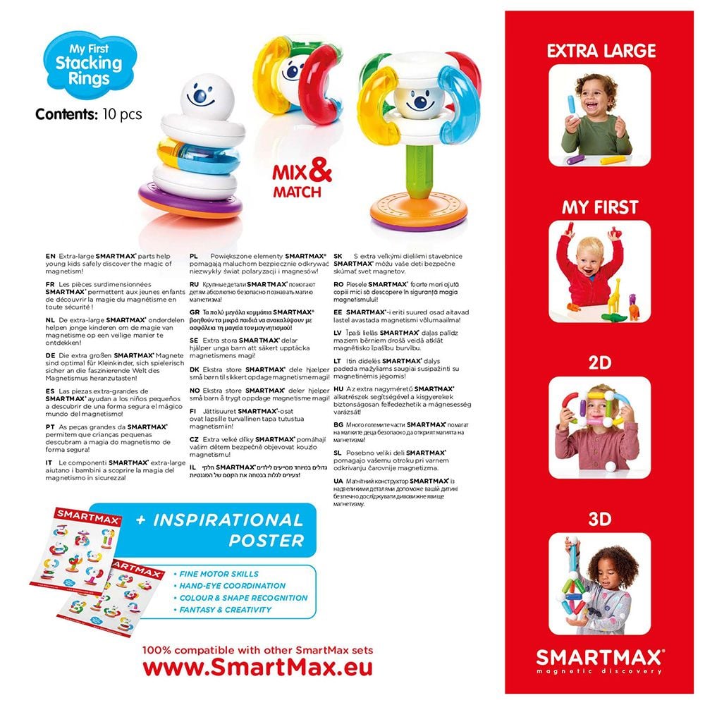Joc magnetic, Smart Max, Primul meu turn cu inele, 10 piese