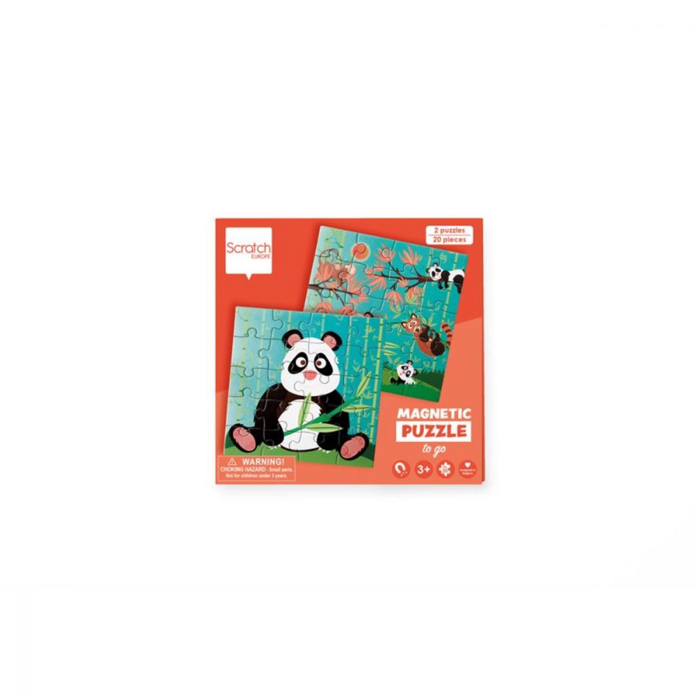 Set 2 Puzzle-uri magnetice, Scratch, Tip carte panda, 20 Piese
