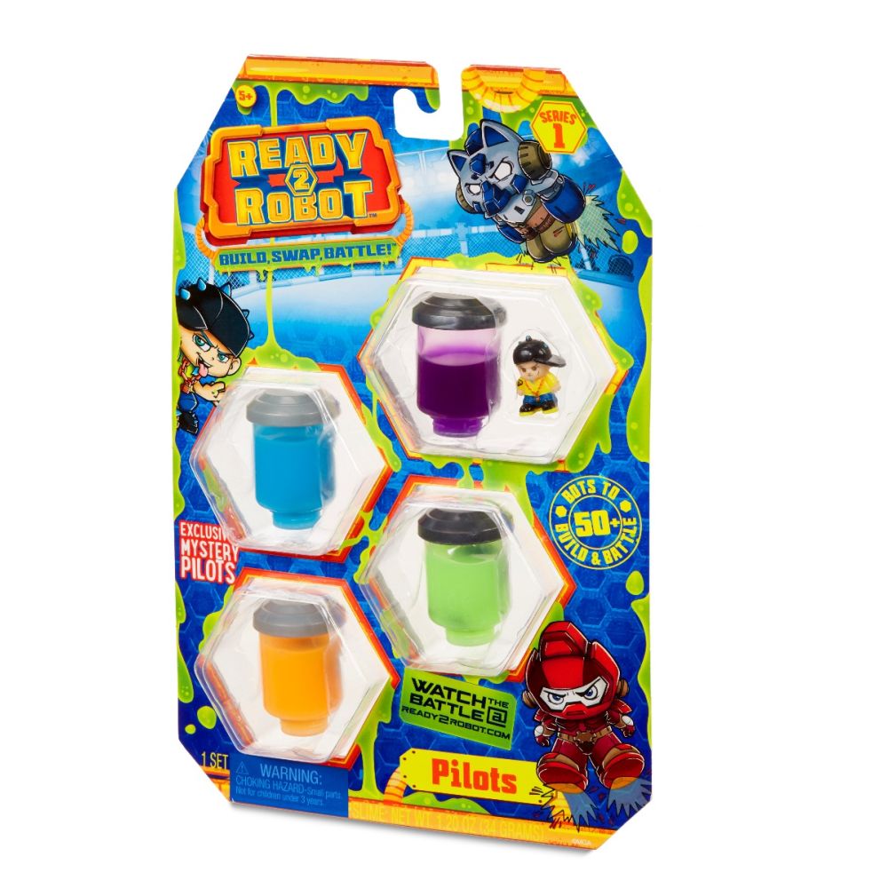Set figurina si slime Ready2Robot - Pilot Style 1,  Seria 1 (554004E5C)