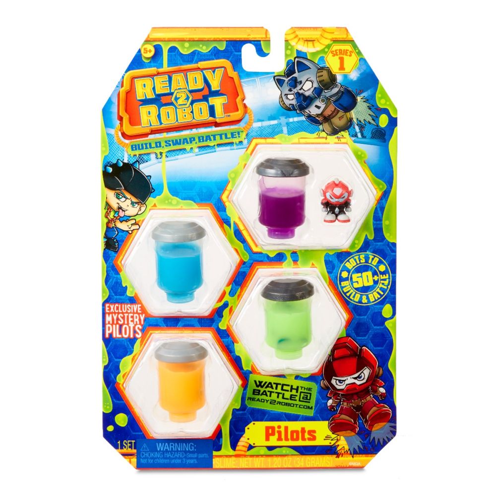 Set figurina si slime Ready2Robot - Pilot Style 2, Seria 1 (554011E5C)