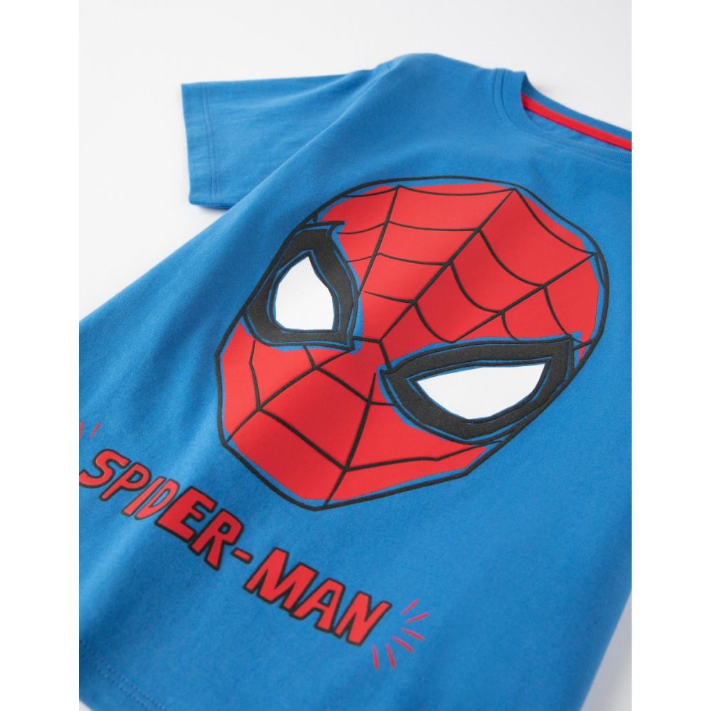 Tricou din bumbac cu maneca scurta, Spider-man, albastru, Zippy