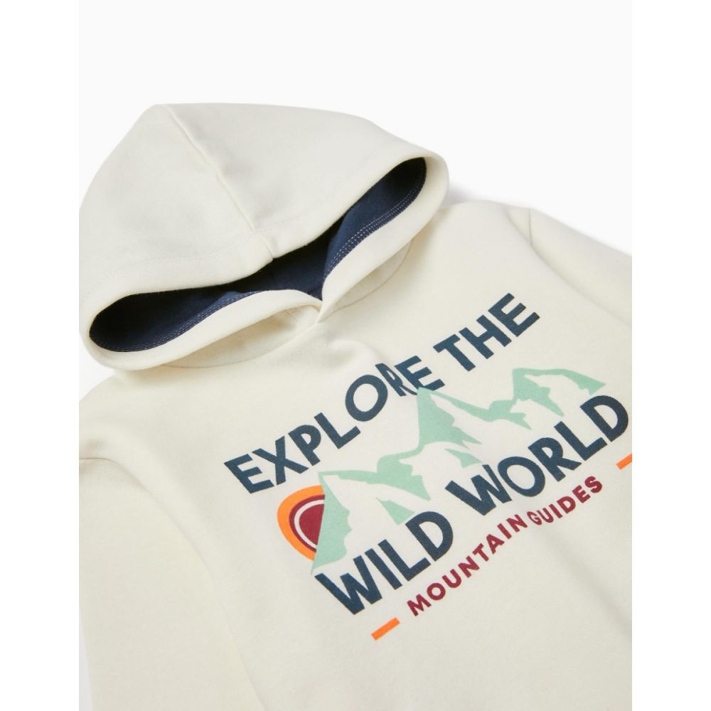 Hanorac cu gluga, Zippy, Explore The Wild World, Alb