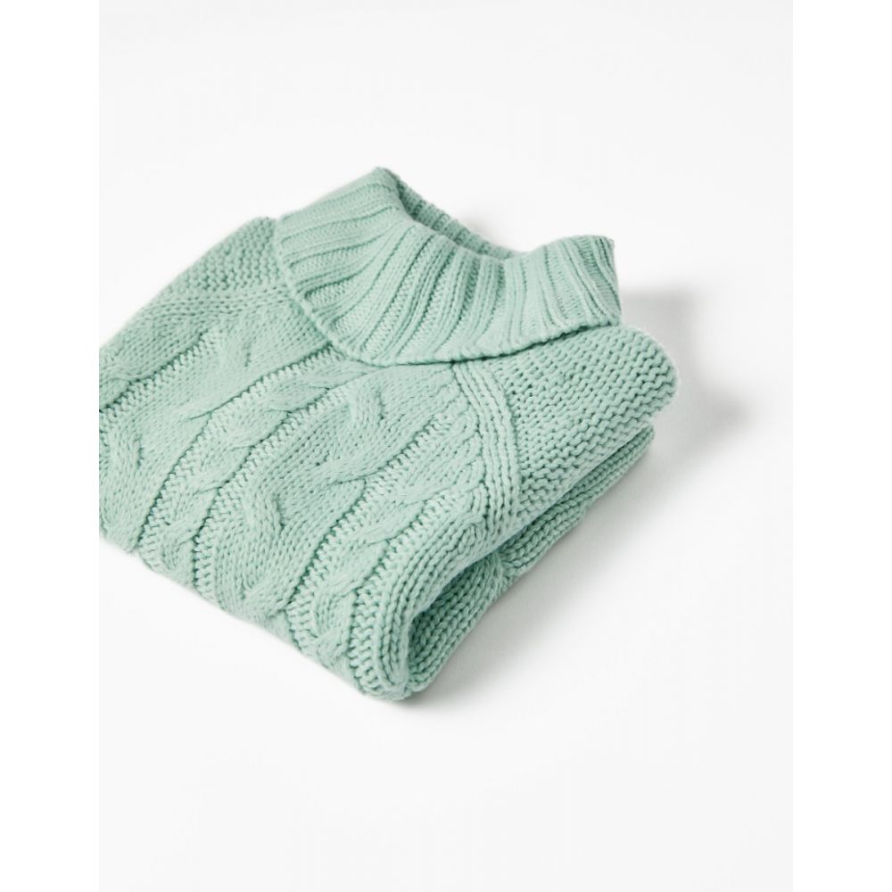 Pulover tricotat cu guler, Zippy, Verde