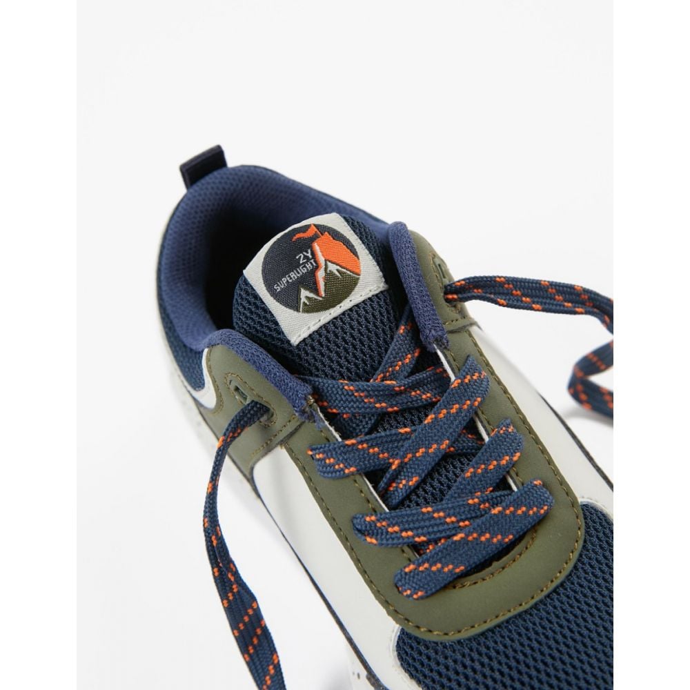 Pantofi sport din piele ecologica, Zippy, Bleumarin, Khaki