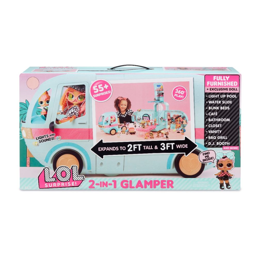 LOL Surprise Glamper 2 in 1, Set de joca cu 55 de surprize