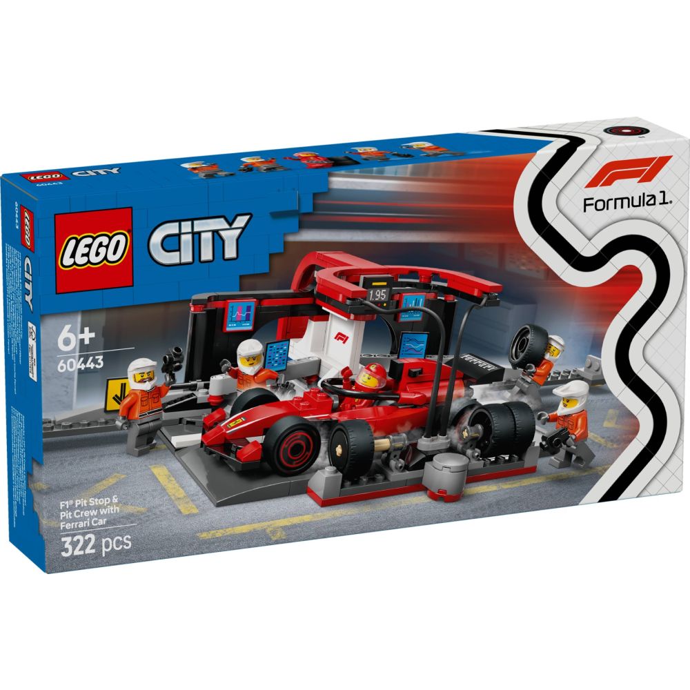 LEGO® City - Boxa si mecanici F1 cu masina Ferrari (60443) | Noriel