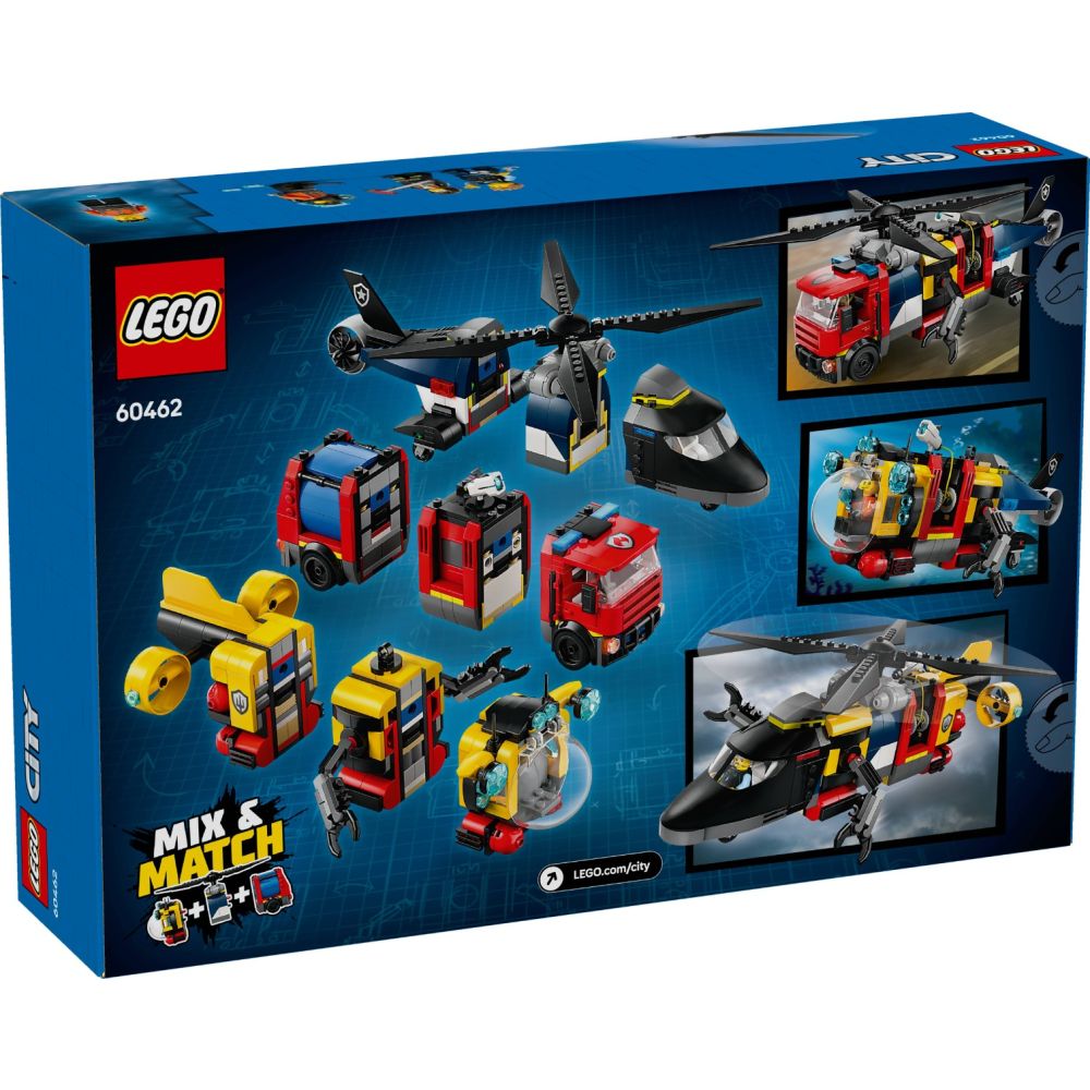 LEGO® City - Elicopter, autospeciala de pompieri si submarin in versiuni remixate (60462)