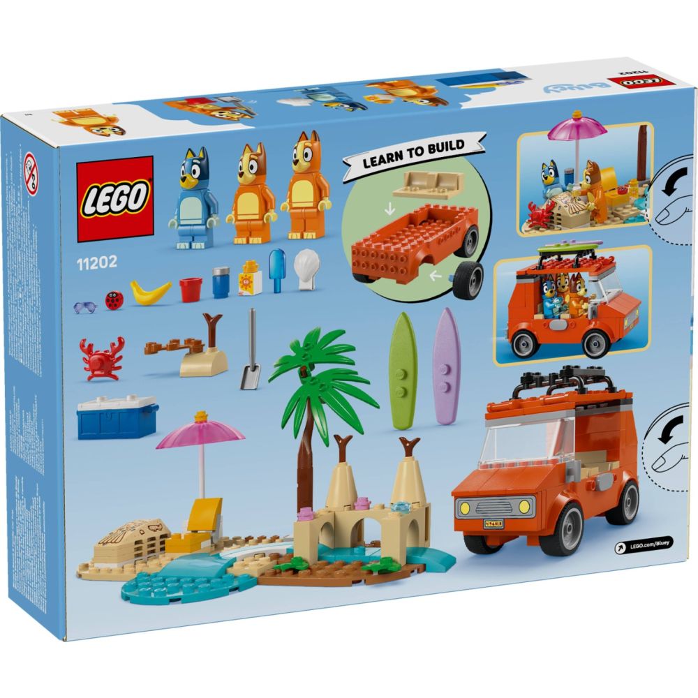 LEGO® Bluey - Calatoria familiei lui Blue cu masina la plaja (11202)