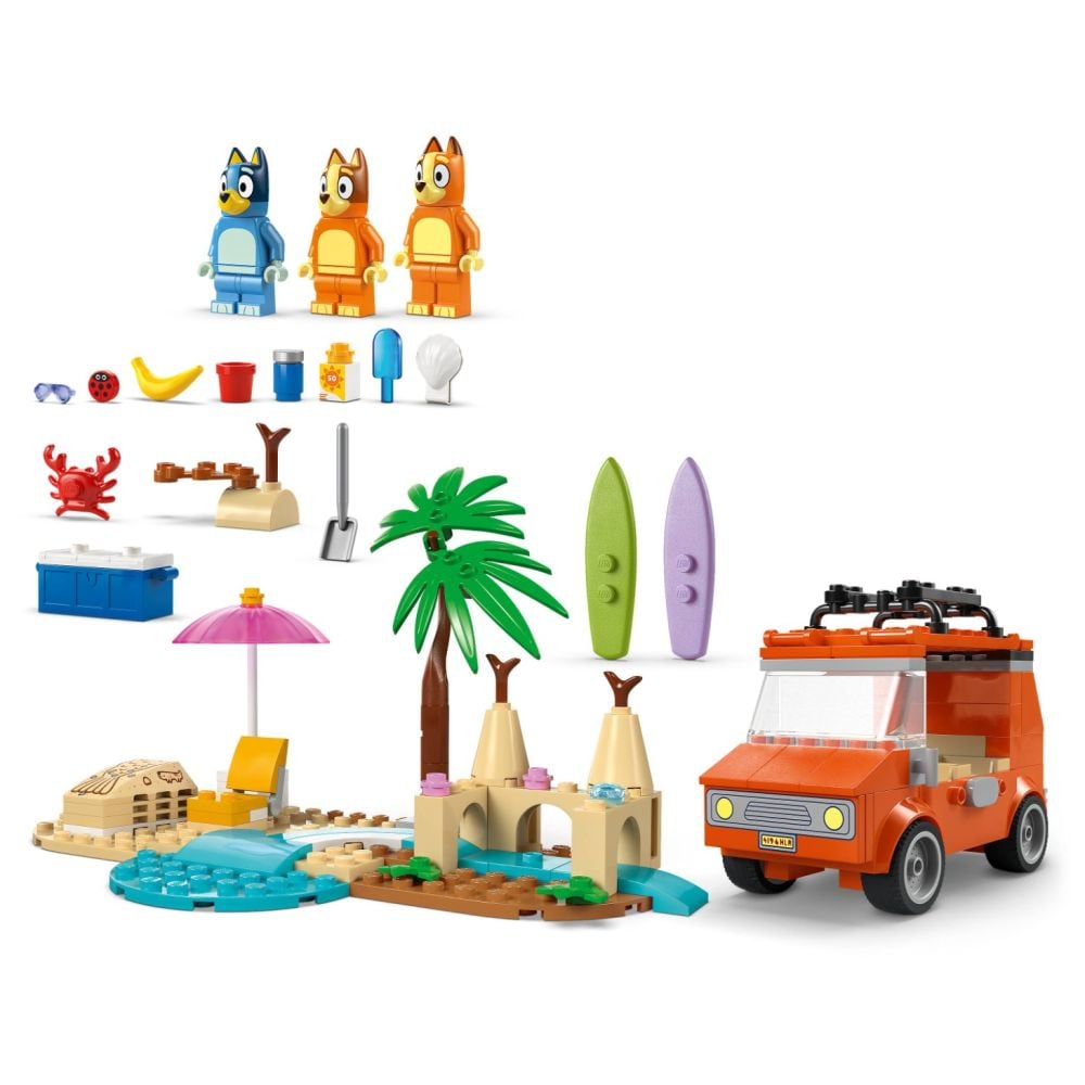 LEGO® Bluey - Calatoria familiei lui Blue cu masina la plaja (11202)
