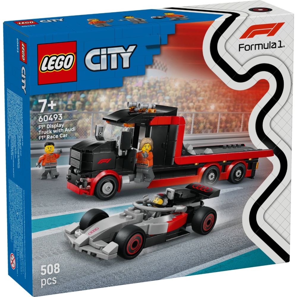 LEGO® City - Camion de prezentare F1 cu masina de curse Audi F1 (60493)