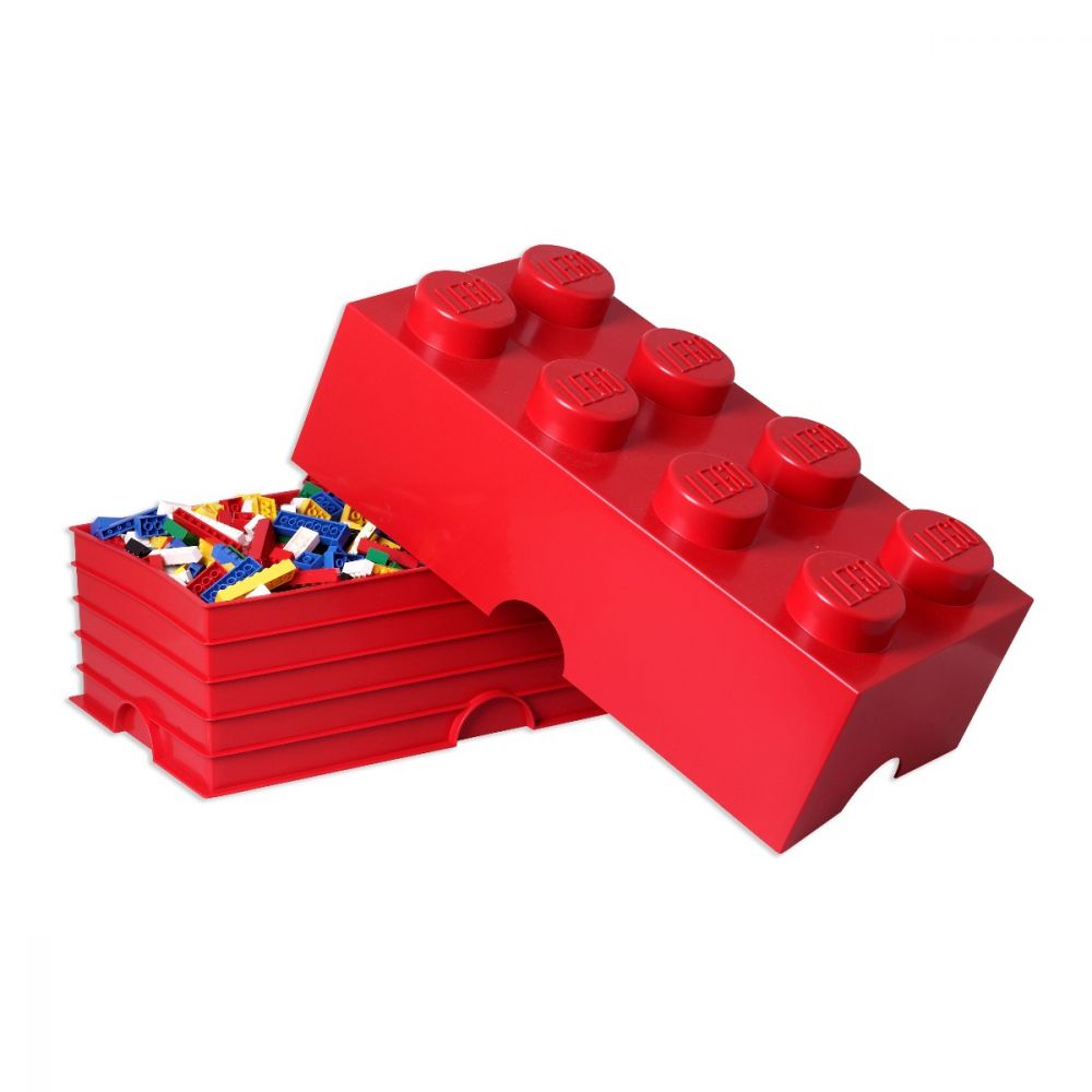 Cutie depozitare Lego, cu 8 pini, Rosu