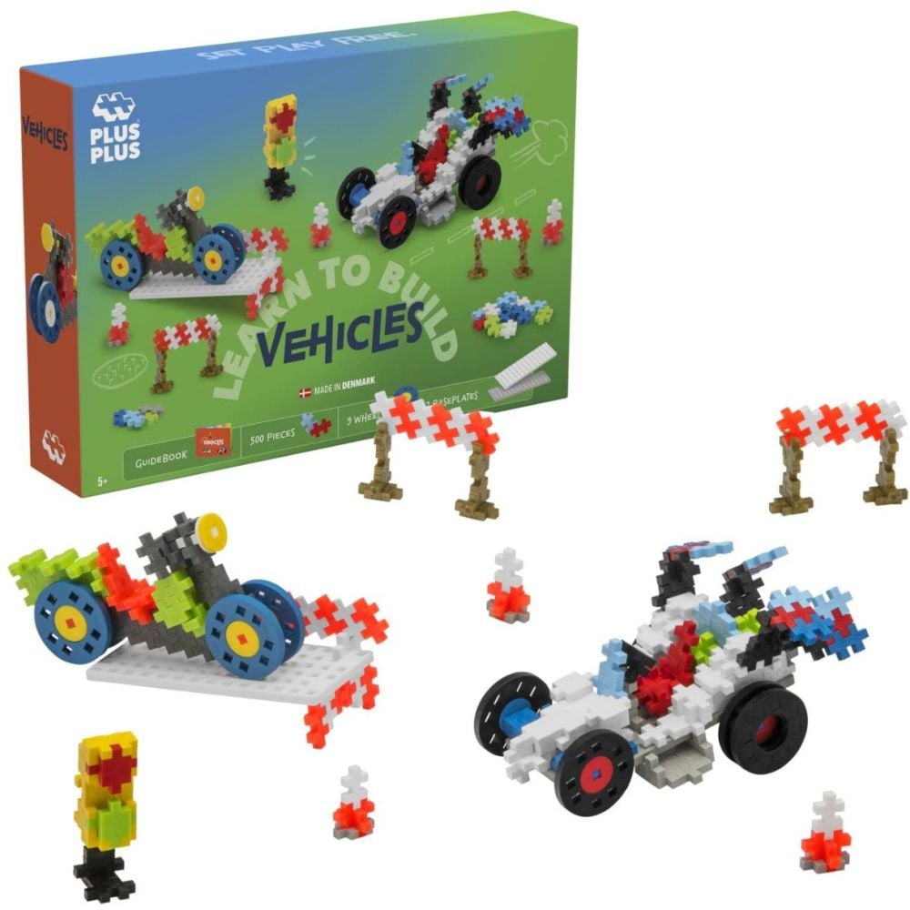 Set constructie, Plus-Plus, 500 piese, Invata sa construiesti, Vehicule