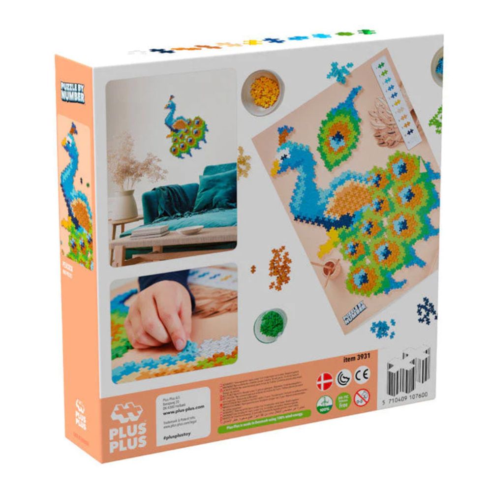 Puzzle pe numere, Plus-Plus, Paun, 800 piese