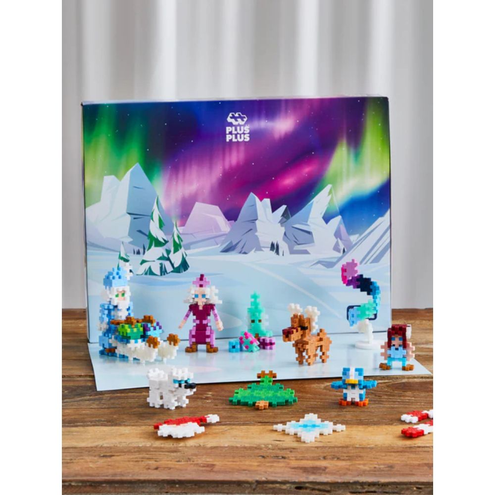 Set constructie, Calendar Advent, Plus-Plus, Mos Craciun si Aurora Boreala
