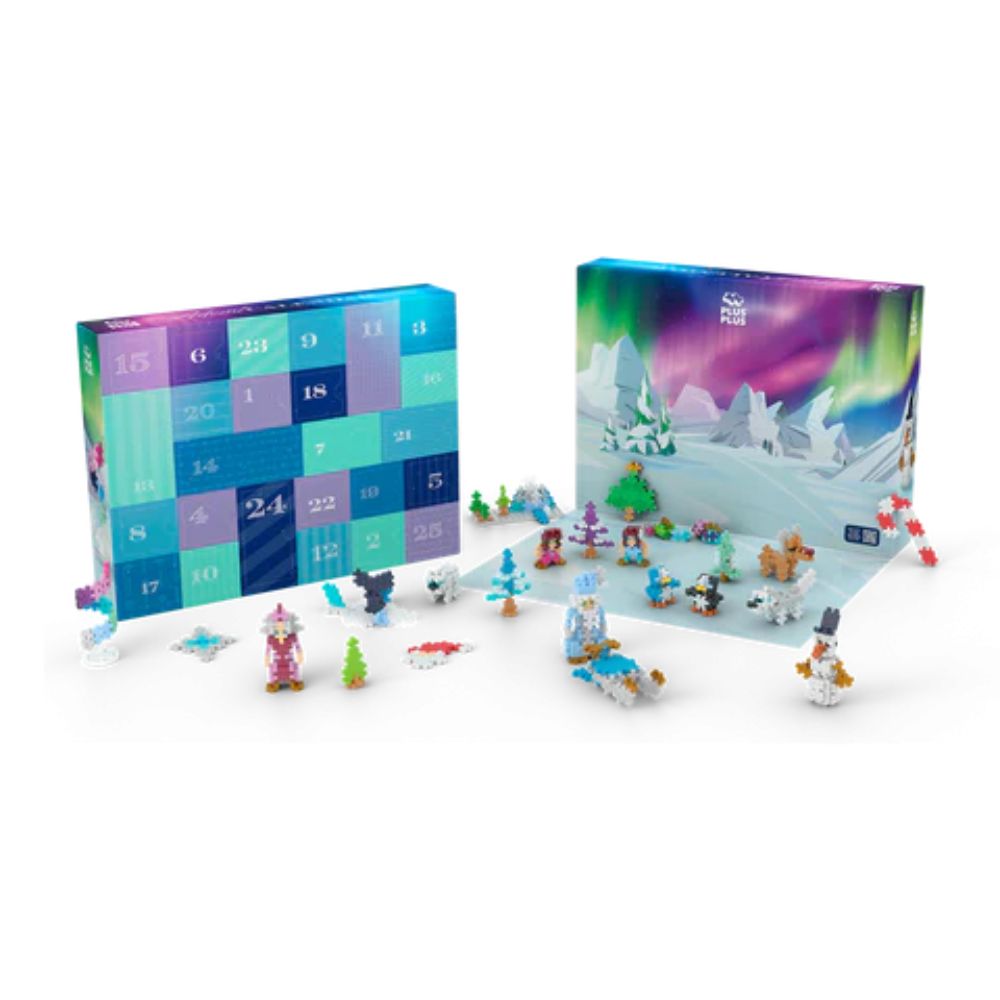 Set constructie, Calendar Advent, Plus-Plus, Mos Craciun si Aurora Boreala