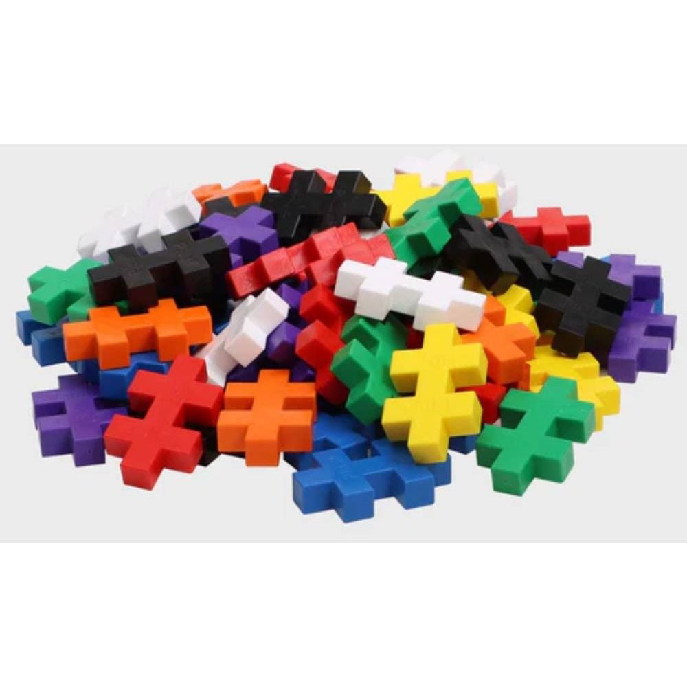 Set constructie, Plus-Plus, 70 piese mari, portabil, in cutie metalica, Culori standard