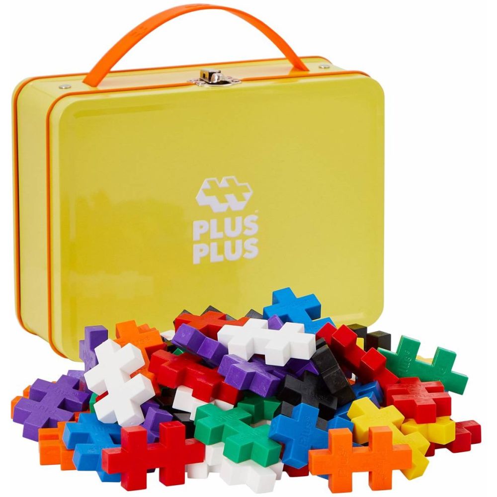 Set constructie, Plus-Plus, 70 piese mari, portabil, in cutie metalica, Culori standard