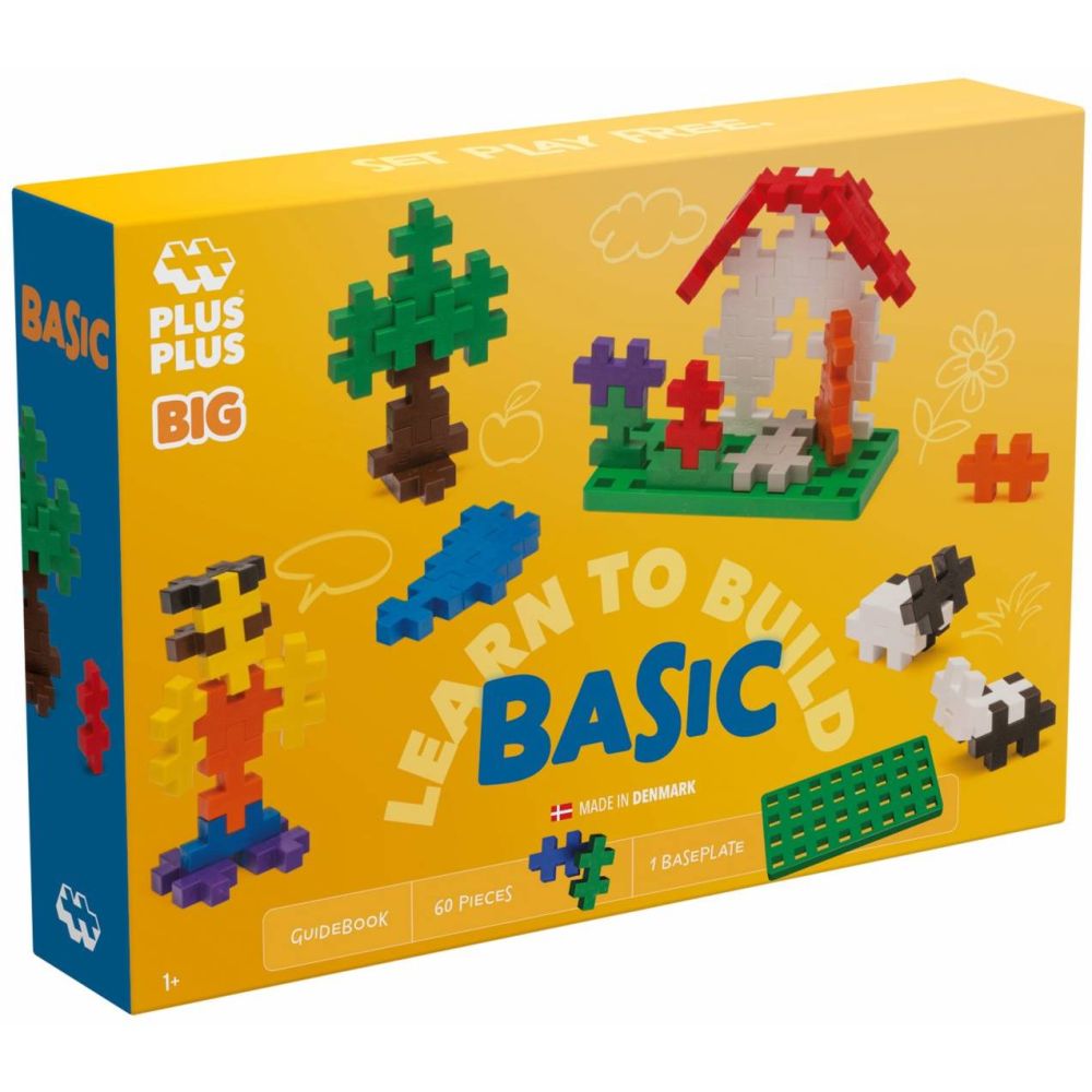 Set constructie, Plus-Plus, 60 piese mari, Invata sa construiesti